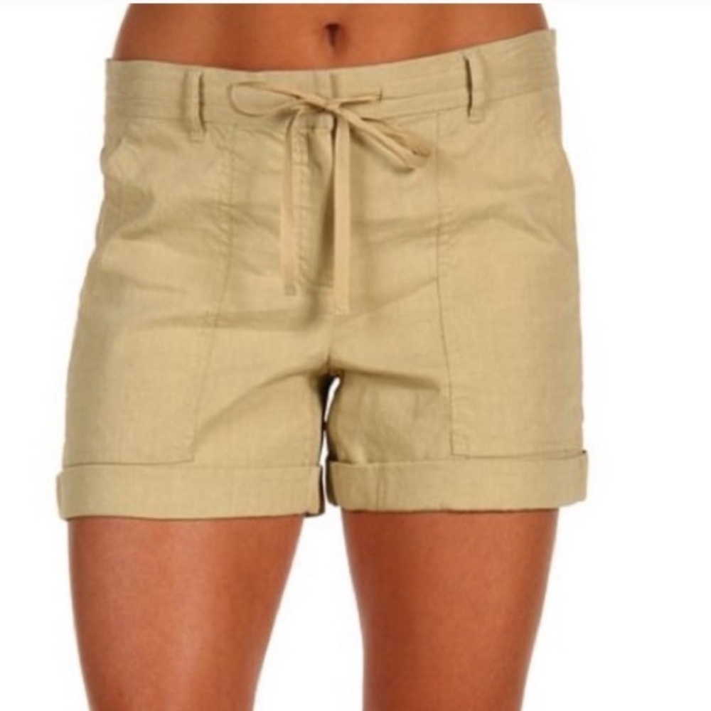 Theory Kalie Crunch Linen Blend Shorts True Khaki Size 8